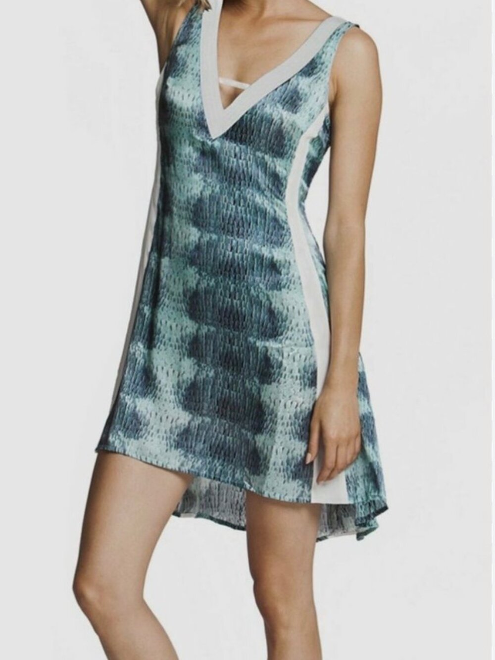 AS by DF - Silk Tank Mini Dress, size S, Birds of Feather Aqua Blue